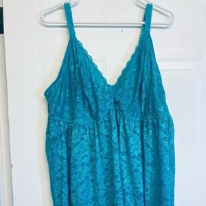 Torrid Babydoll Lingerie plus size 4 Turquoise Blue Lace V-Neck Chemise Gown